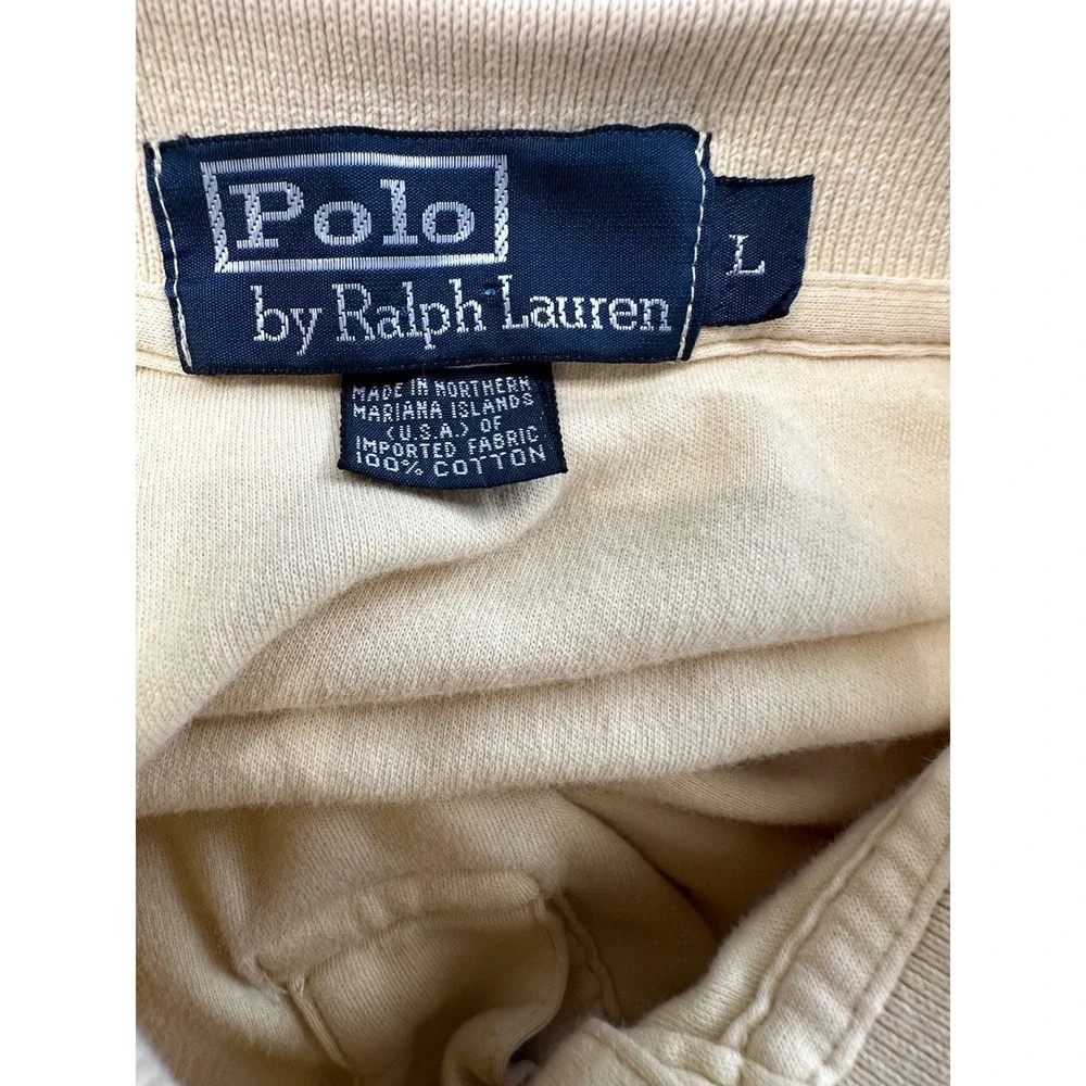Polo Ralph Lauren Polo Shirt‎ Mens Large Tan/ yellow  Soft Touch Vintage